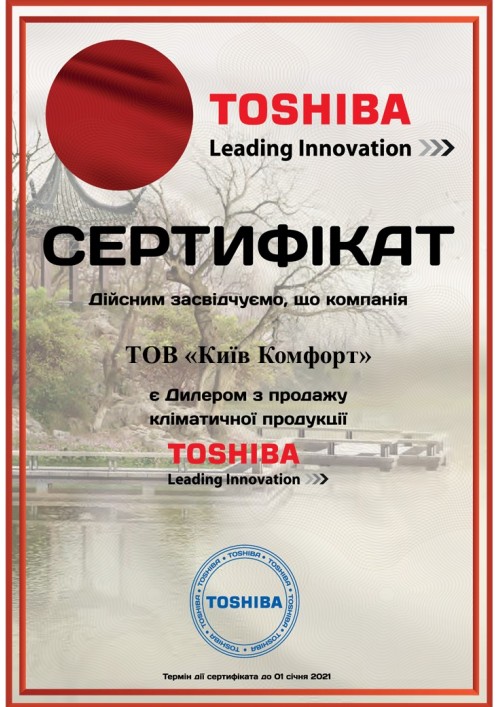 Сертификат Toshiba 2020