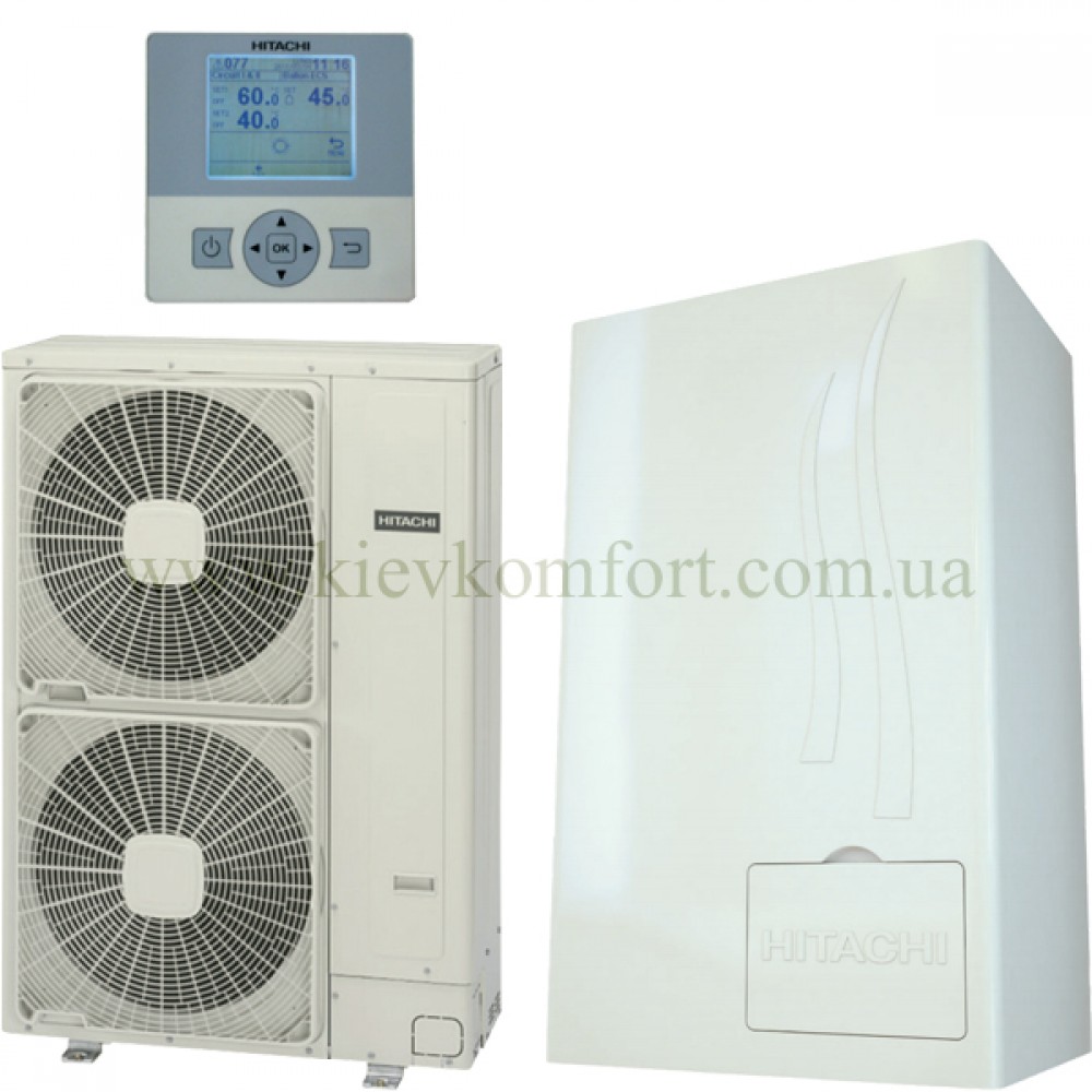 Тепловий насос Hitachi Повітря-Вода Yutaki S RWM-4.0FSN3E / RAS-4HVRNME-AF Тепловий насос Hitachi Повітря-Вода Yutaki S RWM-4.0FSN3E / RAS-4HVRNME-AF