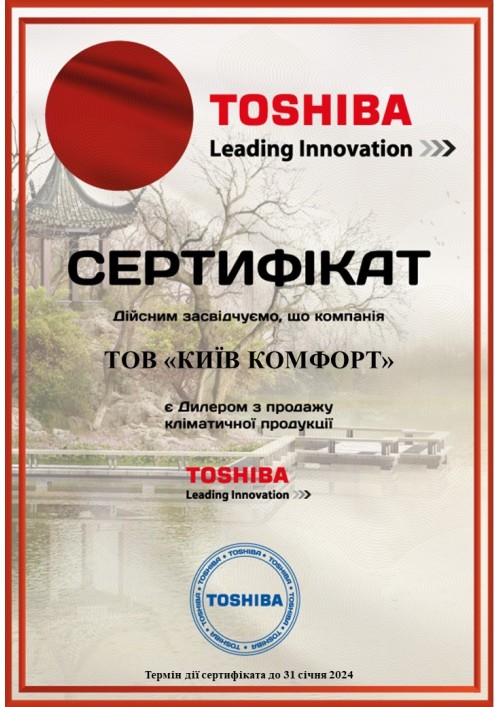 Сертификат Toshiba 2023