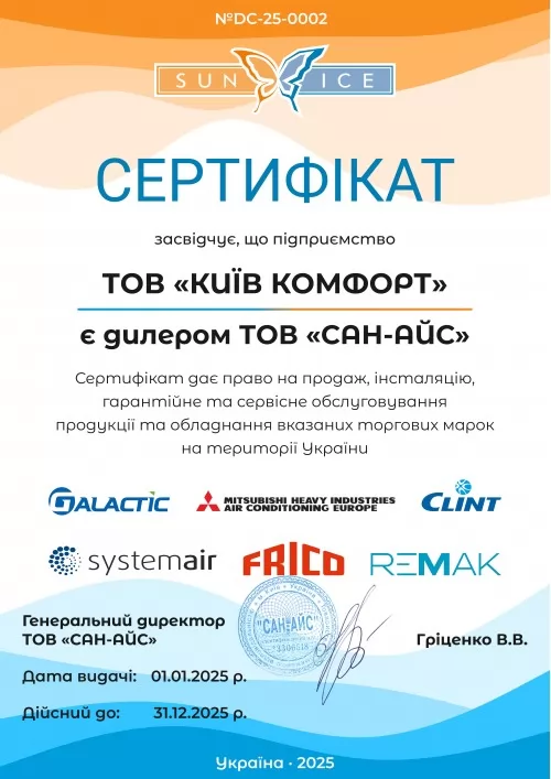 Сертификат Mitsubishi Heavy 2025